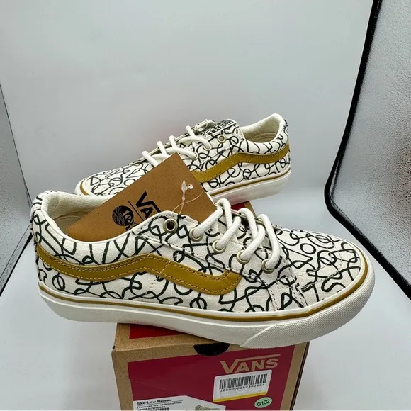 NWT Vans Sk8 Low Reissue Sneakers Textured Waves / Marshmallow Shoes Skate NEW