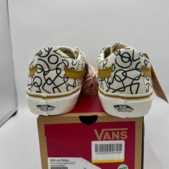 NWT Vans Sk8 Low Reissue Sneakers Textured Waves / Marshmallow Shoes Skate NEW
