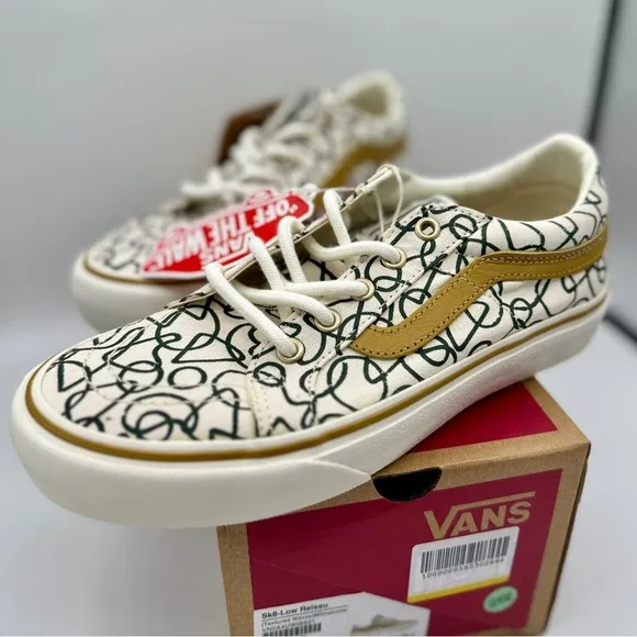 NWT Vans Sk8 Low Reissue Sneakers Textured Waves / Marshmallow Shoes Skate NEW
