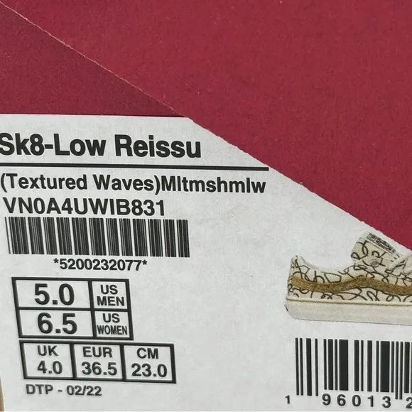 NWT Vans Sk8 Low Reissue Sneakers Textured Waves / Marshmallow Shoes Skate NEW