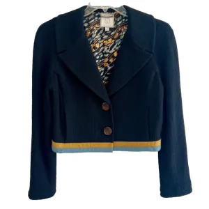 ST. JOHN COUTURE Knit Blazer Jacket Black Blue Brown Made in USA $745 Size 10
